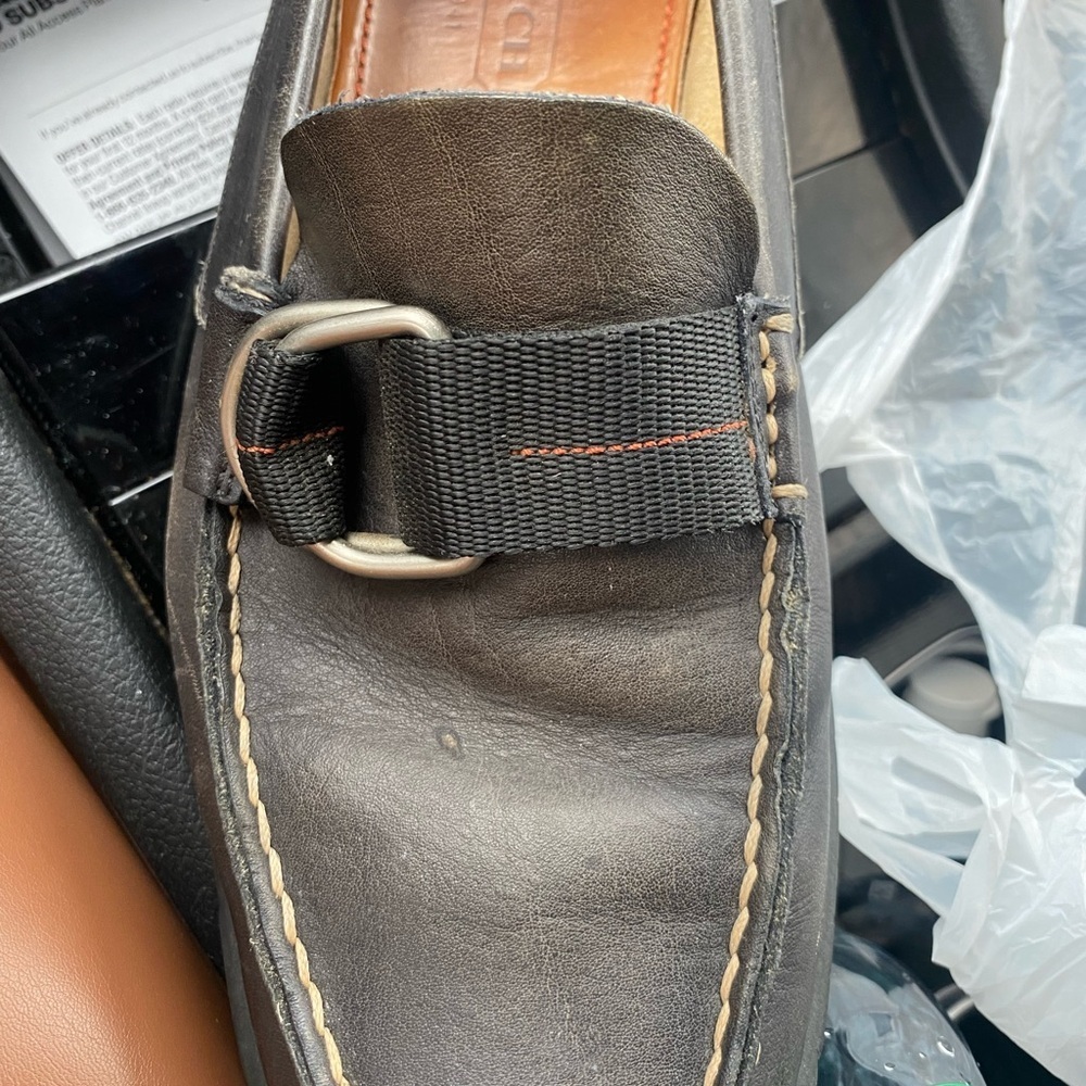 Coach men’s 9 1/2  Black Leather Loafers fair condition
